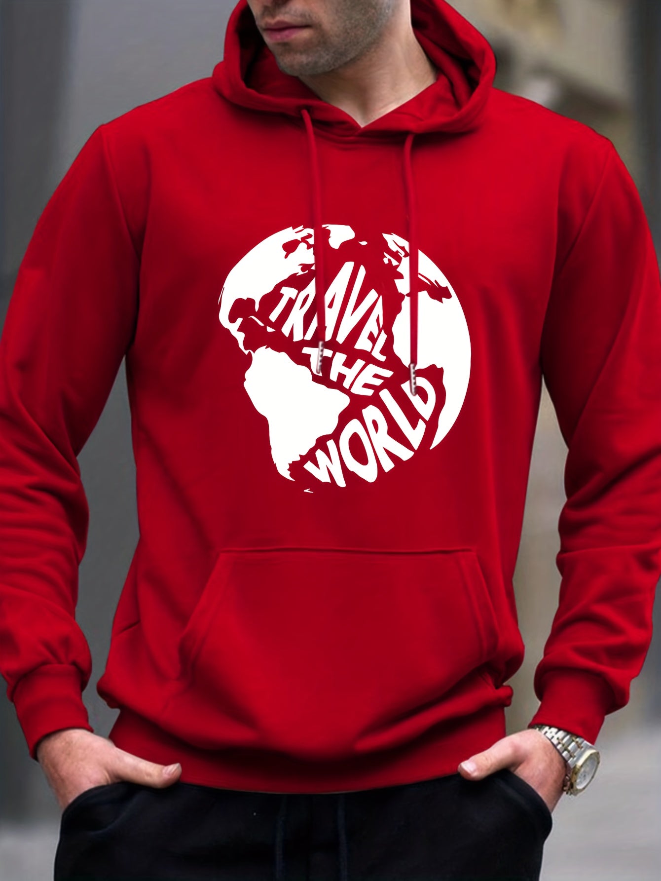 Travel The World Print Hoodie Hoodies For Men