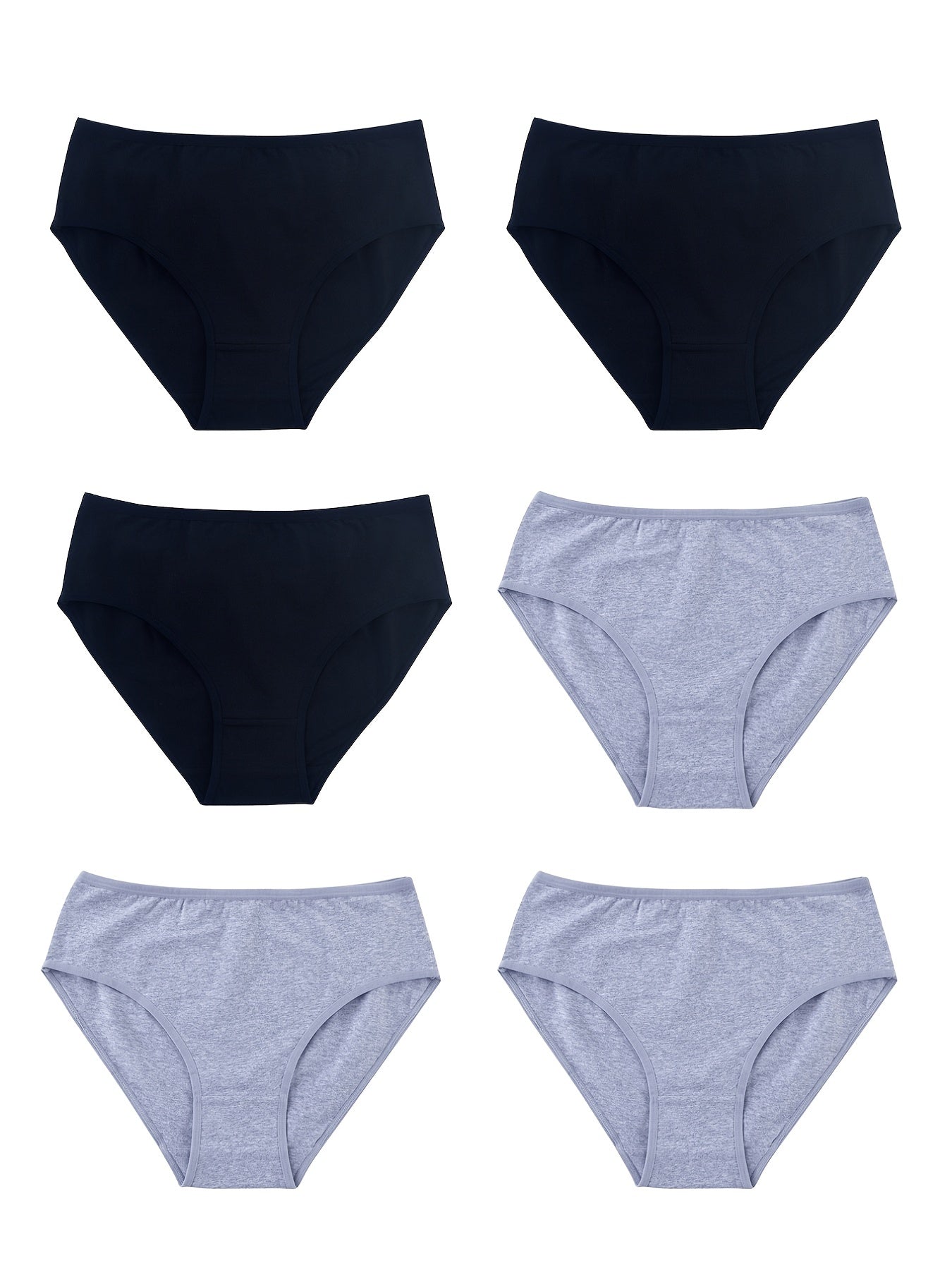 6pcs Comfy Solid Briefs Stretchy Intimates Panties