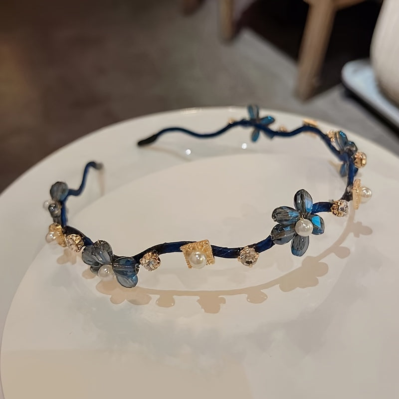 Crystal Flower Hairband Rhinestone Head Hoop Women's Headwear