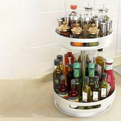 2-Layer Rotating Seasoning Bottle Rack Kitchen Storage Accessory