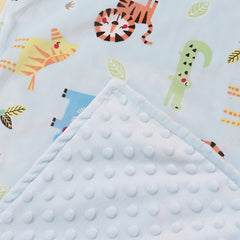 Cute Kids' Beanie Blanket with Lion & Elephant Print