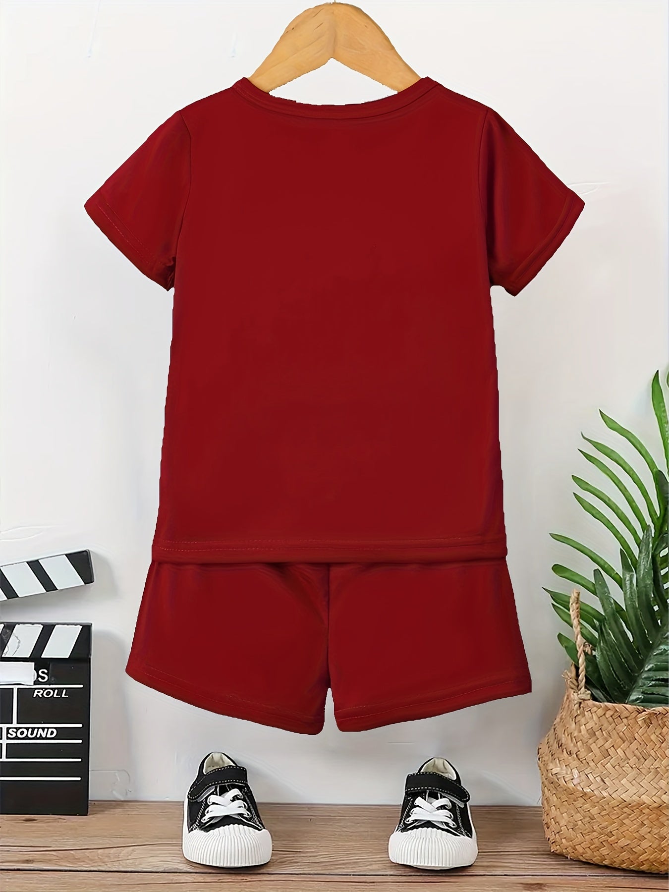 Boy's KING Crown Print T-shirt & Shorts Set for Summer