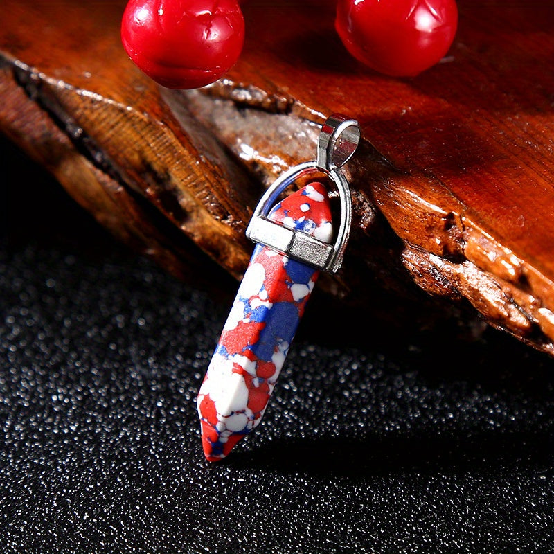 Colorful Pine Stone Hexagonal Column Pendant DIY Jewelry Accessories