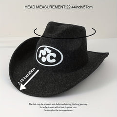 Western Cowboy Cowgirl Hat Front Clip Wide Brim Felt Polyester Hat Men Women