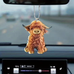 Highland Bull 2D Acrylic Car Pendant - Add Vitality to Your Car
