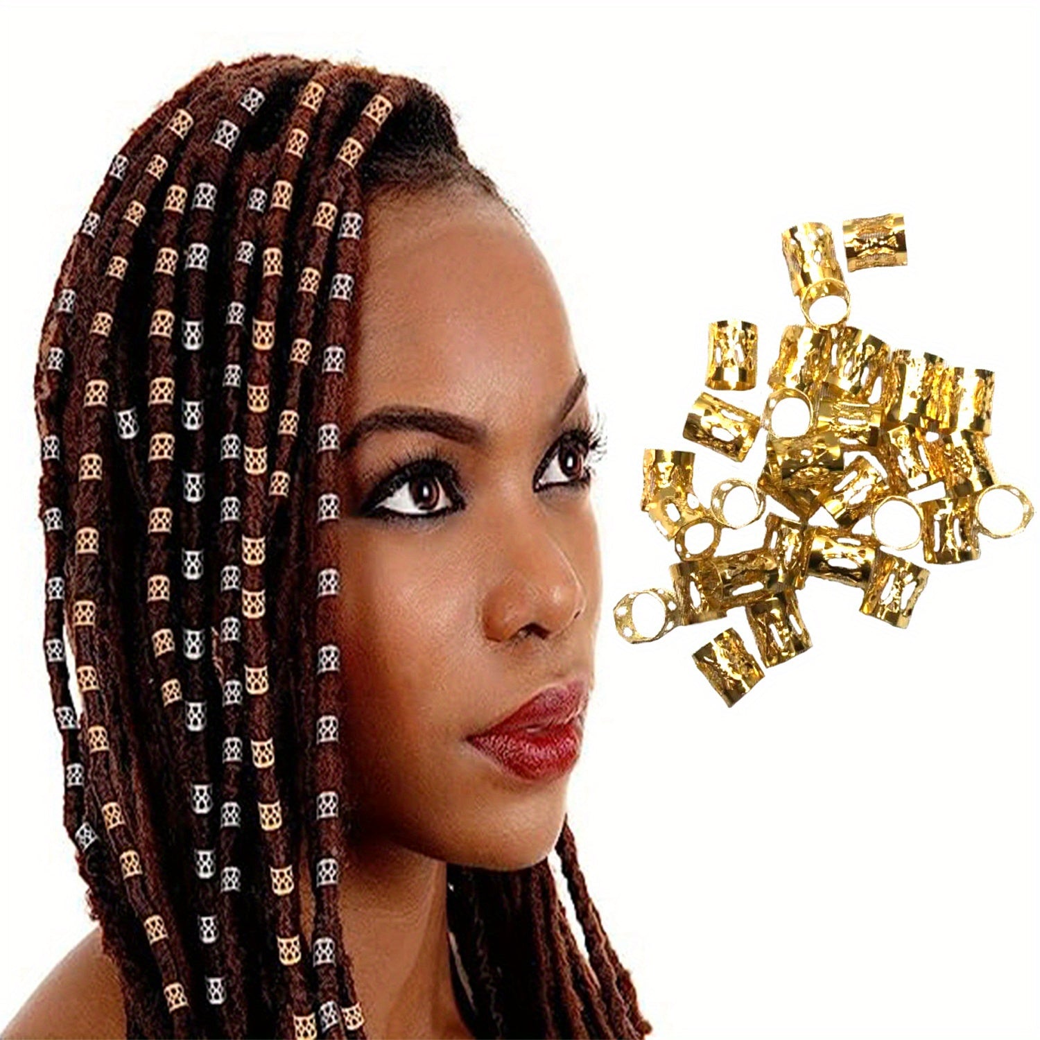 Colorful Dreadlock Hair Ring Metal Hair Styling Accessories