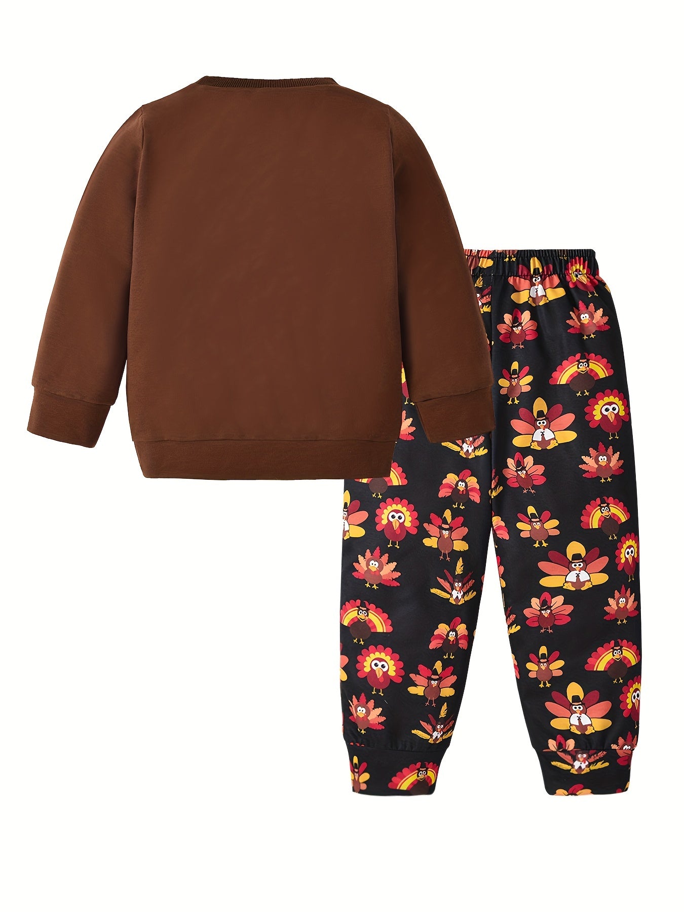 Turkey Pattern Kid's Pajamas 2pcs Sweatshirt & Sweatpants Set