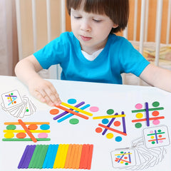 Wooden Rainbow Stick Thinking Puzzle Toy Matching Game Montessori 