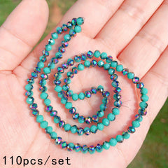 Green Crystal Faceted Colorful Glass Beads Loose Spacer Beads For Diy Bracelet