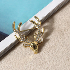 Rhinestone Plum Deer Multifunctional Pin Brooch for Men