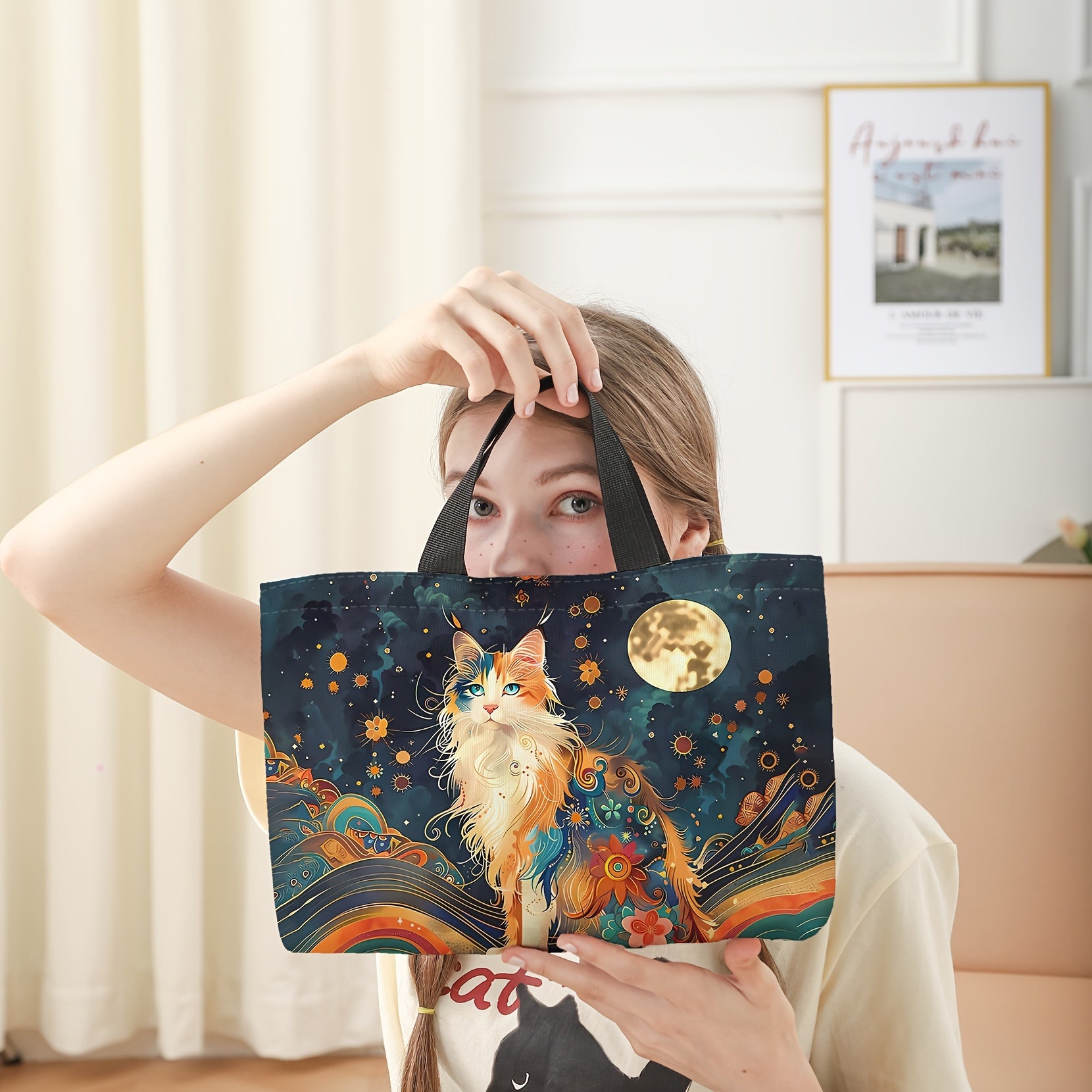 Mythical Cat Insulated Lunch Bag Leak Proof Double Sided Print Reusable Tote