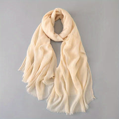 Vintage Solid Gauze Scarf Tassel Headwrap Women Turban Hijab