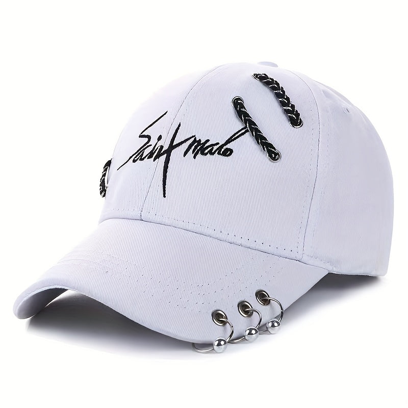 Hip Hop Couple Baseball Cap Embroidery Ring Decor Unisex Sun Hat