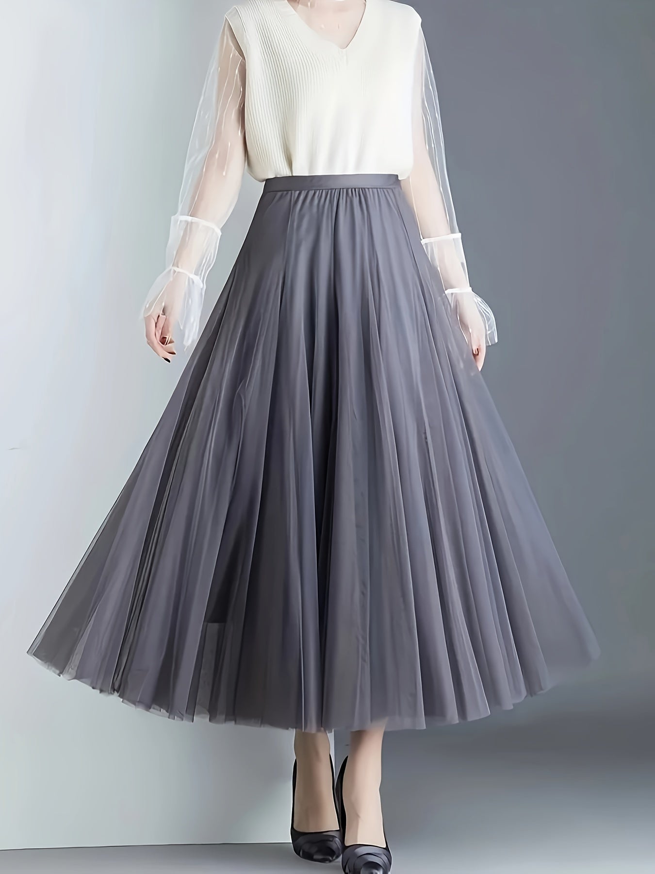 High Waist Mesh Mid-length Skirt Women's Activewear