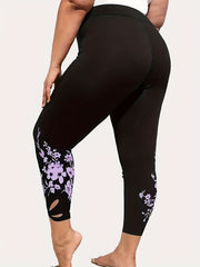  Floral Print Cut Out High Rise Leggings