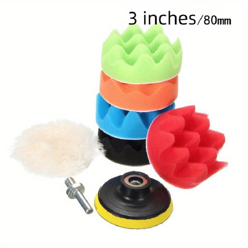 Car Polishing Disc Set 8Pcs Self Adhesive Buffing Sponge Wool Wheel Pad