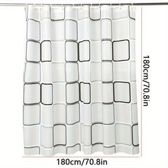 Modern Plaid Shower Curtain with Waterproof Stylish Hooks