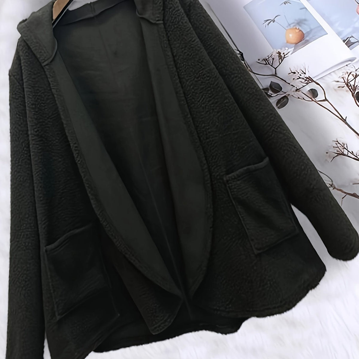  Open Up Hooded Cardigan With Pockets