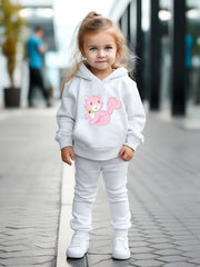OERYUI Girls boys 2pcs Sweet Kitty Print Hooded Pullover Pants Set For Sports