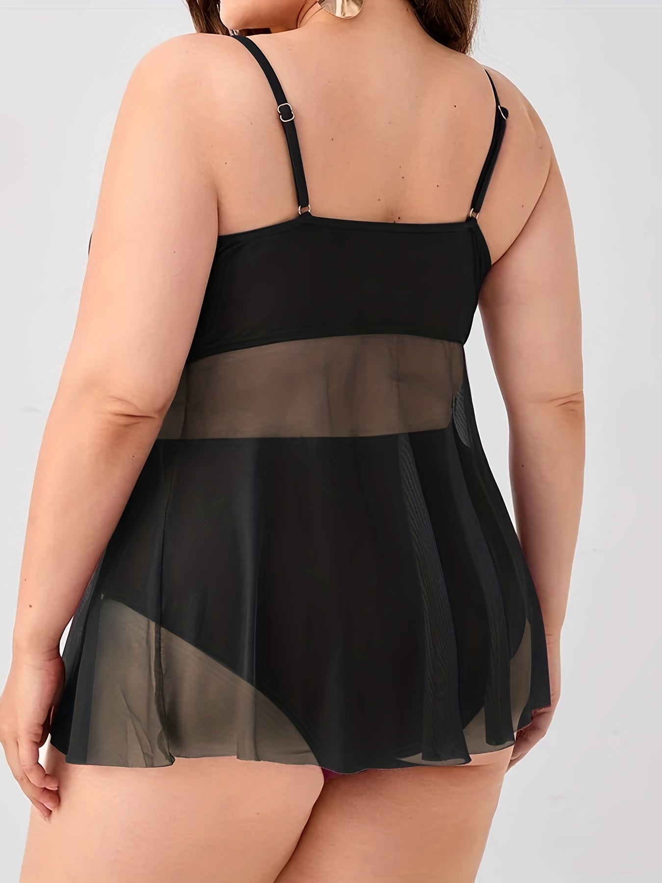  Vacay Tankini Set Women's Plus Solid Cross Cami Top & Panty Swimsuit