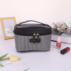 Plaid Handheld Cube Travel Cosmetics Wash Bag Canvas Portable Storage Bag