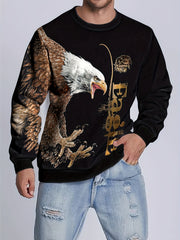 Animal Print Sweatshirt Men's Casual Graphic Crew Neck Pullover
