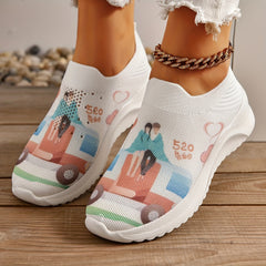 Couple Figure Graphic Athletic Sneakers for Women
