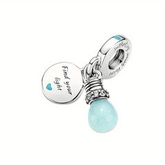 Luminous Light Bulb Tag Beads Silver Pendants DIY Jewelry Making