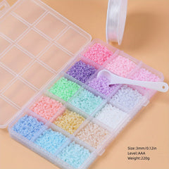 15 Colors 3mm Macaroon Seed Beads & Elastic Thread Set