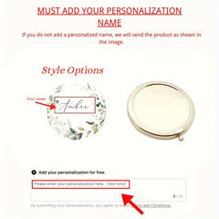 Personalized Wedding Pocket Compact Mirror Custom Name Engraved Bridesmaid Gift