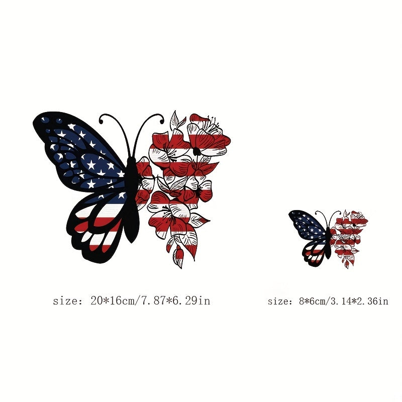 Flag Butterfly Iron On Patches For Clothing Pillow Bag Sticker