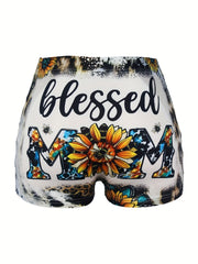  Sexy Shorts Women's Plus Art Leopard Sunflower Print