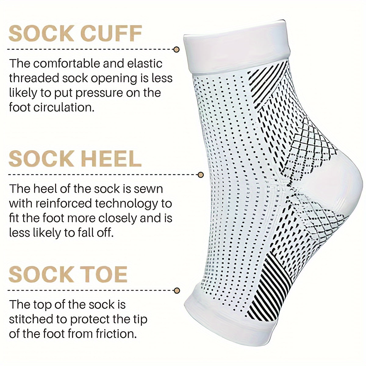 3 Pairs Toeless Compression Socks Plantar Fasciitis Ankle Sleeves