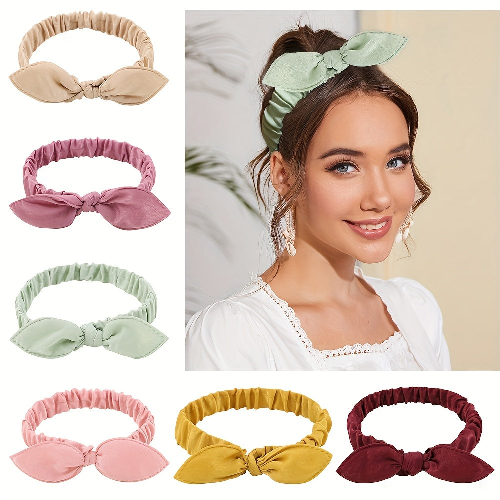 6pcs Solid Bowknot Headband Hair Hoop Hair Accessories
