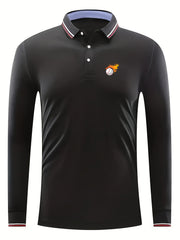 Burning Baseball Pattern Men's Casual Long Sleeve Shirt