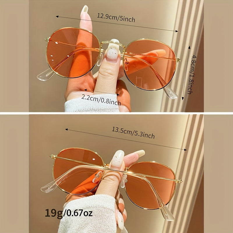 Round Metal Sunglasses Anti Glare UV400 Sun Shades For Driving