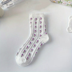 3D Floral Textured Ruffle Socks Women's Stockings