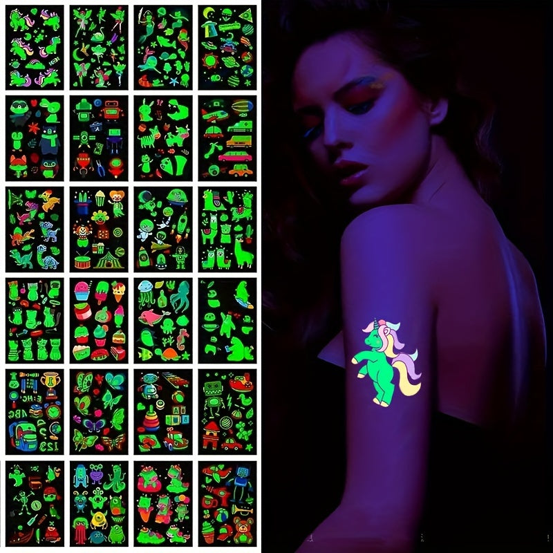 Luminous Tattoo Stickers Set for Children Princess Unicorn Butterfly