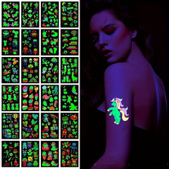 Luminous Tattoo Stickers Set for Children Princess Unicorn Butterfly