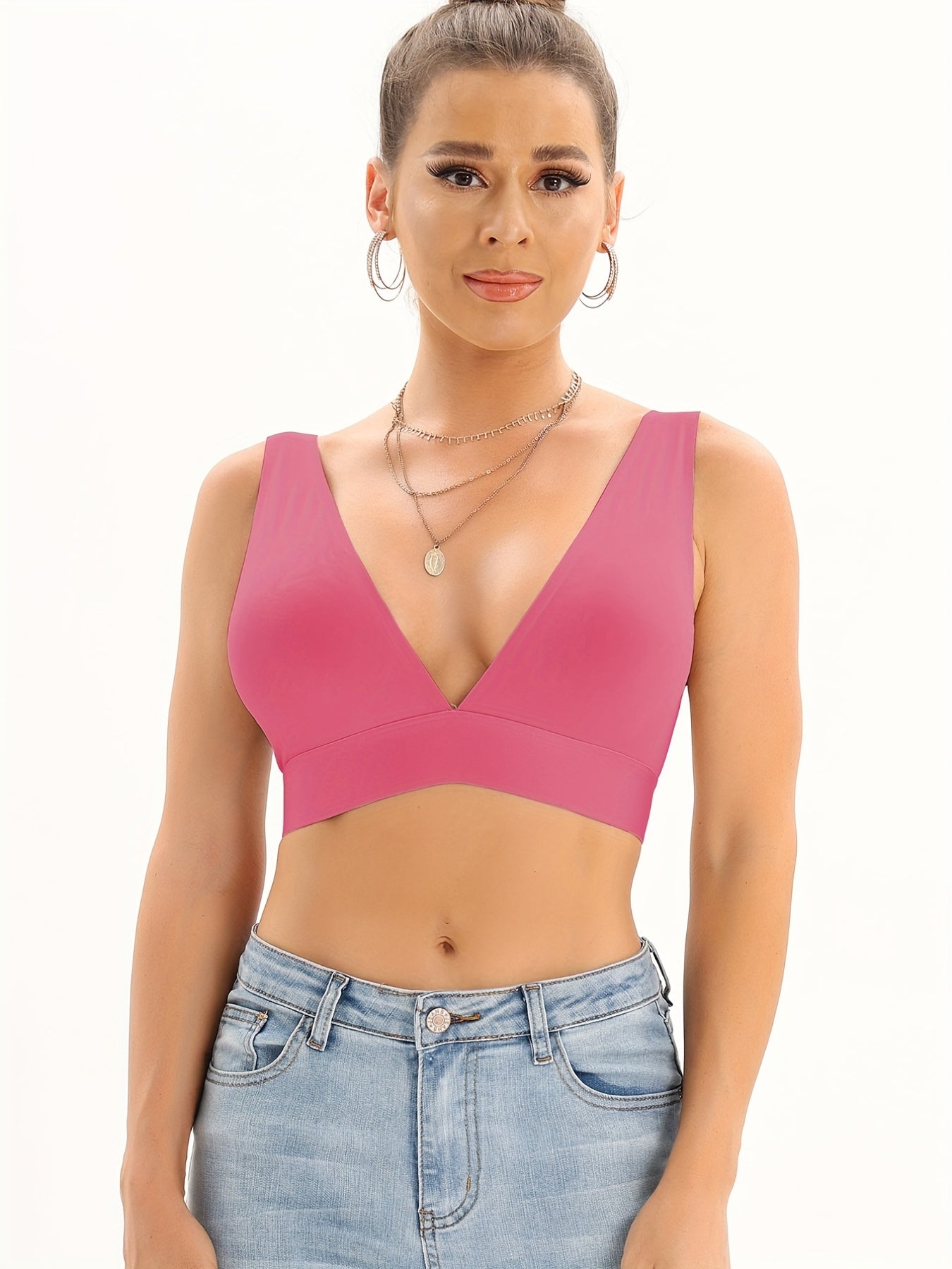 Wireless Plunge Bra Comfy & Breathable Stretch Intimates Women's Lingerie