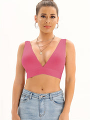 Wireless Plunge Bra Comfy & Breathable Stretch Intimates Women's Lingerie