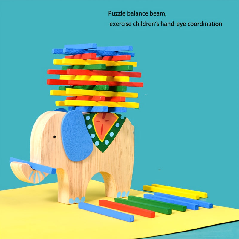 Wooden Elephant Balance Beam Toy for Hand Eye Coordination and Focus
