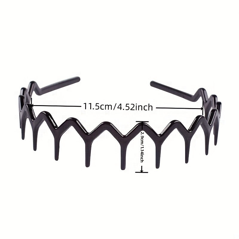 2pcs Wavy Headband Teethed Hair Band Resin Durable Headdress for Skincare