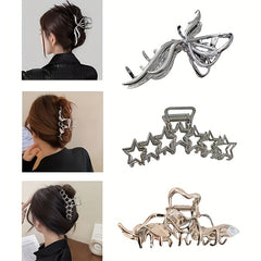 3pcs Metal Hair Claw Clip Non Slip Hair Grip Hollow Styling Accessory