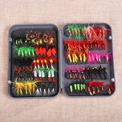 Dry & Wet Floating Fly Fishing Flies Trout & Bass Combo Set with Storage Box