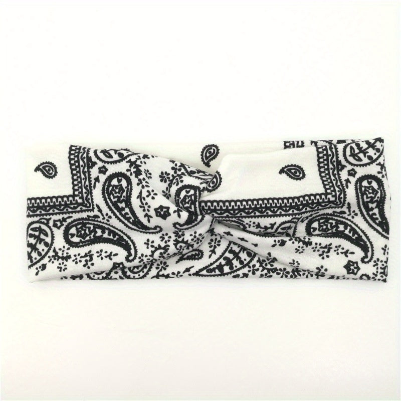 Boho Style Print Headband Yoga Sports Sweatband Turban