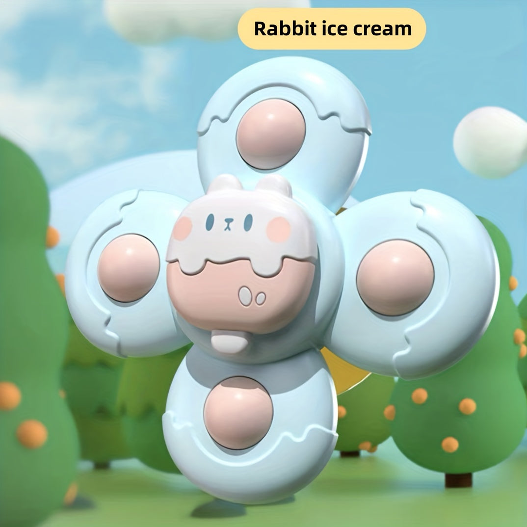 3 Packs Dessert Cartoon Animals Suction Cup Rotating Toys for Toddlers