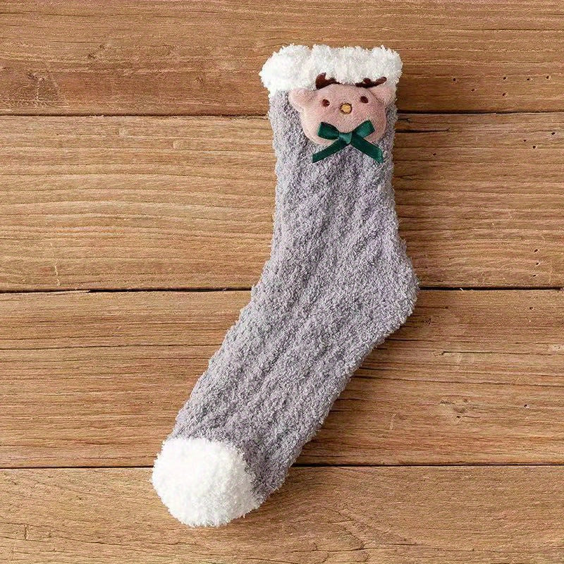 Cartoon Fuzzy Socks for Women - Comfy Mid Tube Stockings