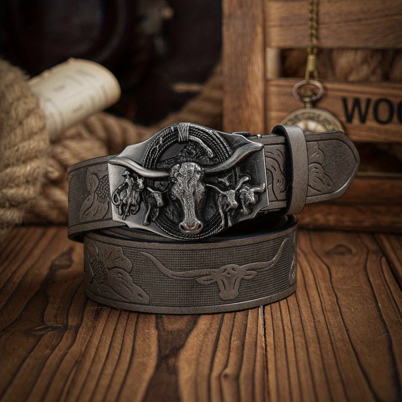 Western Style PU Leather Belt For Men