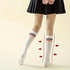 6 Pairs Striped Calf Socks College Style Women's Knee High Stockings